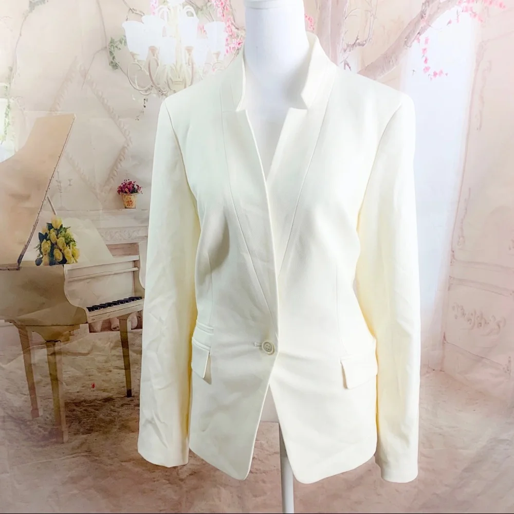 SOLD NEW Talbots FEMININE Stand Collar Button Front In off White - Picture 2 of 10